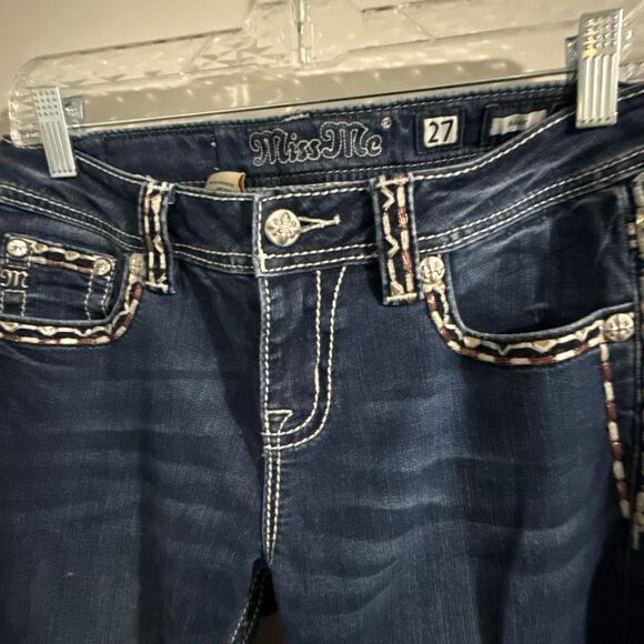 Miss Me Jeans Size 27 Bootcut M5014B26B MK798 Embroidered Flap Pockets Dark Wash - Picture 13 of 16